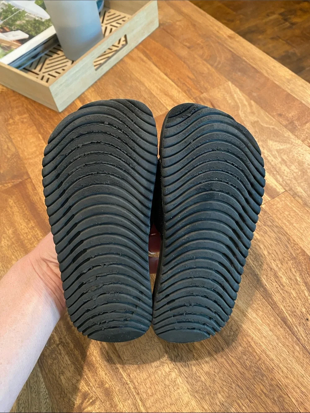 Nike Black Slides with White Swoosh Logo